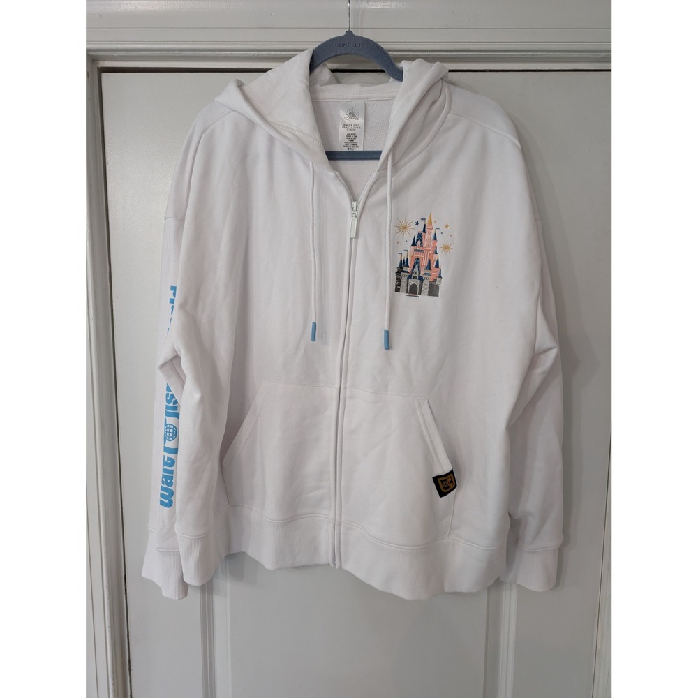 Disney Walt Disney World Four Parks Castle White Zip Up Hoodie Womens 1X